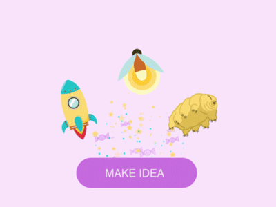 MAKE IDEA water bear space ship space purple adobe aftereffects illustrator confetti dna gif animated star since button animation uidesign