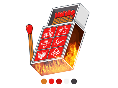 Matches and fire fire design icon match