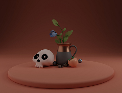 Stillife 3d 3d art 3d artist 3d flower 3d modeling blender blender3d blendercycles design modeling render skull art stillife ui