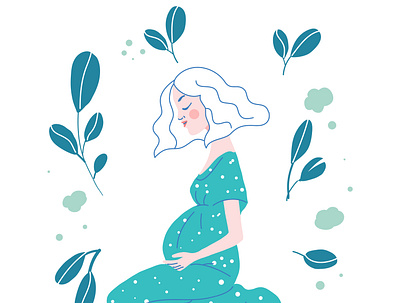 pregnant girl concept character design fashion flat graphic illustration illustrator lineart pregnant vector vector illustration woman