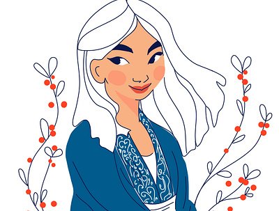 Mulan character design disney princess graphic illustration illustrator lineart vector vector illustration woman