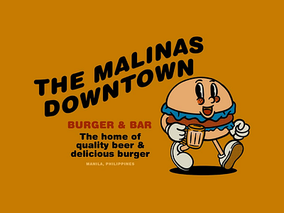 The Malinas Downtown brand food illustration lettering logo vintage