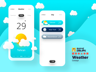 Weather App cloud cool design illustration mobile sun ui weather