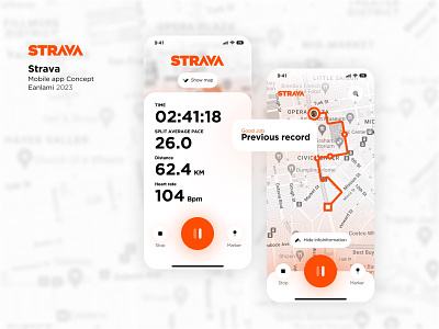 STRAVA mobile app concept app application design product run strava ui ux walk