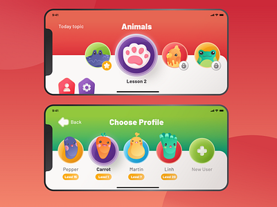 English Teaching for Children Application app application branding children conceptual design design concept english gamification illustration mobile app teaching ui ux