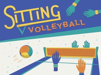 Sitting Volleyball ball fitness fun glitter hand illustration sport type typography volleyball