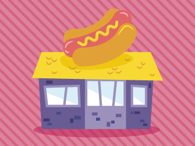 "What's Up Hot Dog?" building color cute food fun hot dog illustration vector