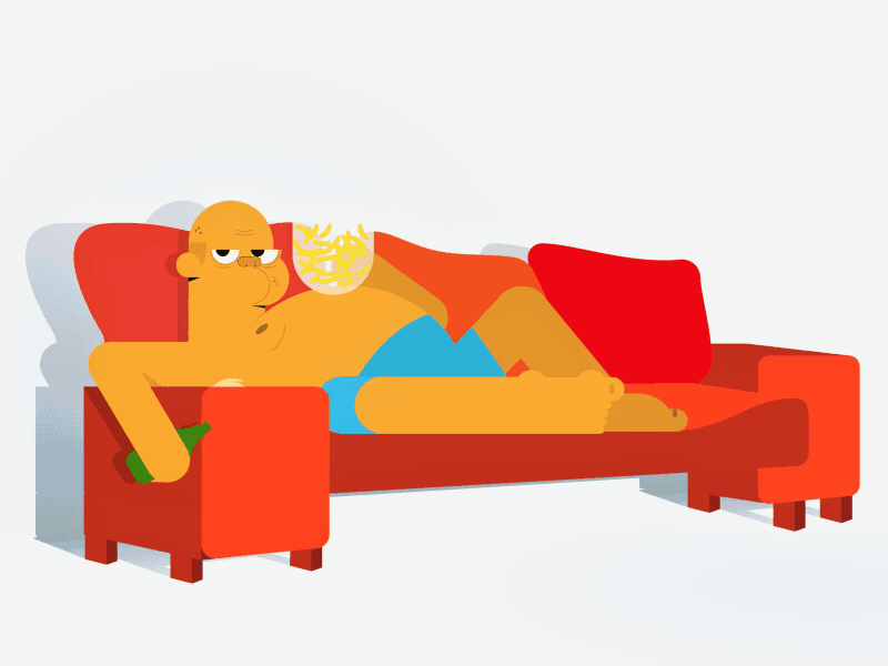 the couch potato after effects beer chips couch diet food health illustrator plant potato tv watching