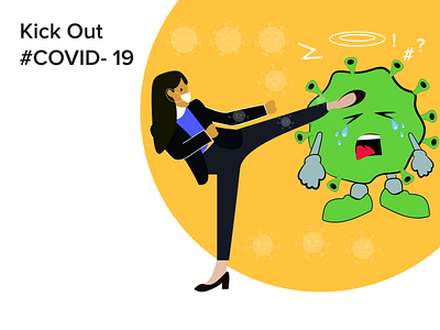 COVID 19 Kick Out Illustration