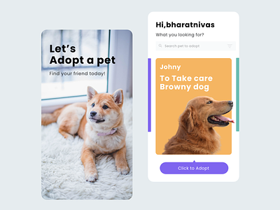 Pet Adopt app ui design
