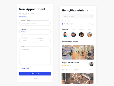 Salon app design
