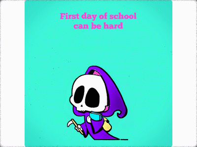 First day of School 2d art 2danimation animation animation 2d cel animation firstday firstdayofschool grim grimreaper illustration motion motiongraphics school vector vector illustration