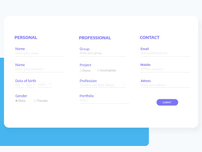 Mentor Application Form application application ui blue and purple blue and white design mentor purple ui website