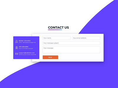 Contact us form page blue button contact contact form contact us orange purple web web design webdesign