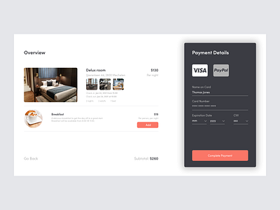 Checkout booking checkout clean design hotel payment simple ui