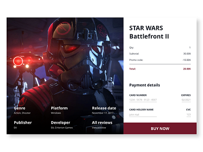 Credit card checkout challenge character checkout credit card dailyui dark design game game store invite payment process shop star wars ui