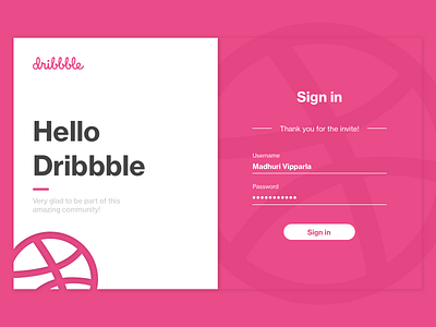 Hello Dribbble beginning community design dribbble form hello hello dribble new sign in ui web