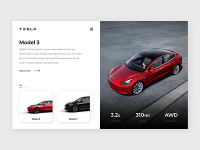 Landing page car cars clean dailyui design electric landing page modern simple specs tesla ui