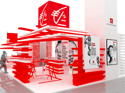 Caisse d'épargne's stand bank branding caisse dynamique exhibition expo graphicdesign sketchup space speed stand vray young