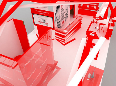 Caisse d'épargne's stand 3d 3d art bank branding exhibition expo modelisation red sketchup stand vray young