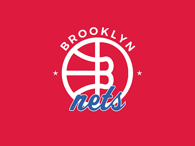 Brooklyn Nets Logo Variant #1 adobe illustrator adobe photoshop basketball branding brooklyn design graphic design logo logotype design media logo nets red type typography