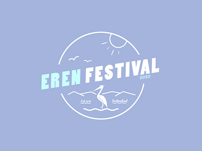 Eren Festival's Logo 2020 adobe illustrator adobe photoshop branding design festival graphic design heron icon illustration logo logotype design media logo mountain round logo sun swiss type typography vector