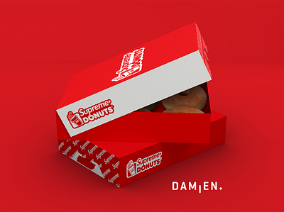 SUPREME DONUTS ! beignet box branding branding concept damien donuts dunkin donuts foodporn graphic logo supreme