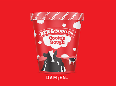 BEN & SUPREME ! branding collaboration cookie foodporn graphic ice cream logo logotype packaging supreme