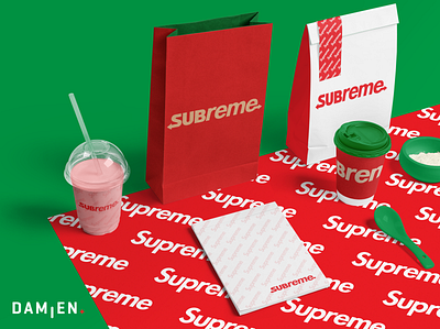 SUBREME ! bag branding coffee food graphicdesign green ice logo logotype packaging spoon subway supreme