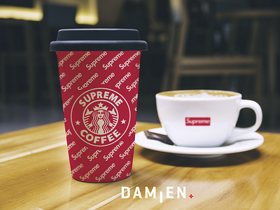 SUPREME COFFEE ! branding coffee coffee cup graphicdesign logo packaging red starbuck supreme