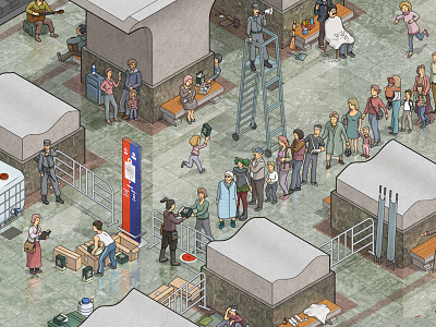 Food provision in the subway during the zombie apocalypse. crosssection cutaway illustration metro subway survive zombie zombieapocalypse