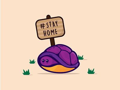 Stay Home covid19 dribbbleshot flatdesign home icon icon design illustration stay safe stayhome turtle vector