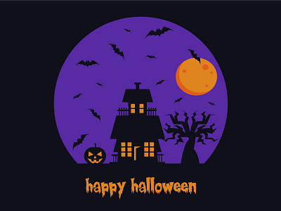 Happy Halloween adobe illustrator dribbbleshot halloween halloween design house illustration design logodesigner moon pumpkin scary