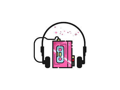 Walkman (10/30) 80 adobe illustrator dribbbleshot flatdesign icon logodesigner music symbol vector walkman