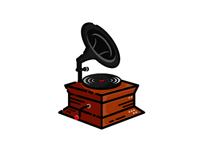 Gramophone (20/30) adobe illustrator dribbbleshot flatdesign gramophone icon illustration logodesigner music vector