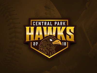 Central Park Hawks Logo Concept baseball bird brown esport esports gold hawk illustration sport sports yellow