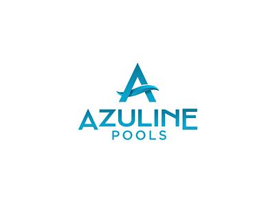 Azuline Pools aqua blue design geometric gradient icon logo logo design logodesigner logos pool sharp simple typography water wave waves