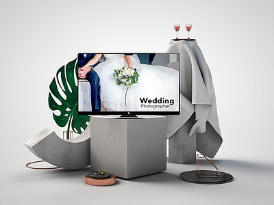 Wedding Photographer | 3D Artwor 3d 3d art 3d artist 3dart abstract art cinema 4d concept art dailyredner dailyrender layout photgraphy photographer photoshop render showcase ui ui design website banner wedding