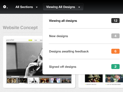 Filtering Design Views design menu webapp