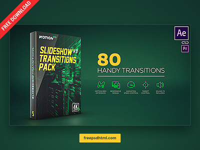 Slideshow Transitions Pack – Free After Effects Templates after effect animate cc creative designer download freebies package slideshow template transitions tutorial