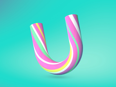 36 Days of Type / U 36daysoftype 3d candy candycane cinema4d colours font letter lettering lettering challenge pink render stripes turquoise type typelover typography