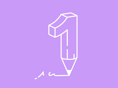 36 Days of Type / 1 1 36daysoftype crayon graphic design graphics illustration lettering monoline number number 1 number one one pencil purple type typo typography werock white