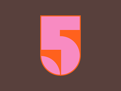 36 Days of Type / 5 36days 5 36daysoftype 5 five geometric letter lettering negative space number number 5 number five orange pink retro shape type typography vector