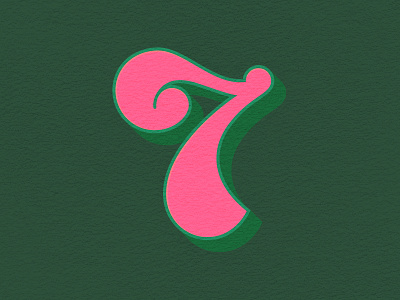 36 Days of Type / 7 36daysoftype bright curly display font graphic design green lettering lettering challenge number pink psychedelic retro seven vector watermelon