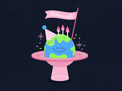 Earth Day animation beautiful blue cake candles earth earthday eco environment future green hope nature pink planet stars texture together werock wish