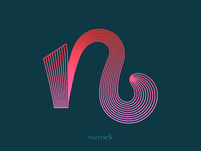 Letter n alternate brush caligraphy display experimental font gradient graphic design graphics letter lettering lines monoline n ombre pink type typography vector werock