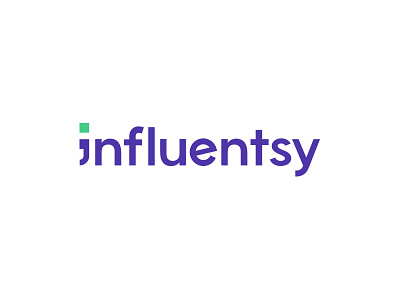 Influentsy Logo branding communication copywriting danish english graphic design green logo logo design purple startup translation type typhography typographic