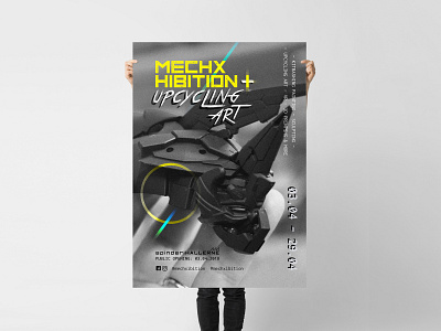 MechXhibition [mech + exhibition] Poster design dystopia event exhibition futurism layout logo mech monospace poster poster art rainbow robots sci fi sculpture upcycling art utopia visual communication visual identity yellow