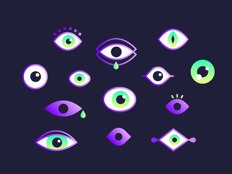 Green Eyes after effects animation dark eye eyes gif graphic design green illustration mistery motion motion graphics movement purple see shapes spooky vector visual watching