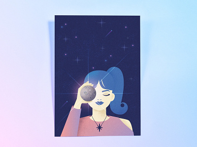 I'm a Moon Girl aerospace anniversary apollo 11 astronomy blue cosmos crater editorial illustration girl graphic design illustration mood moon night poster research space stars vector